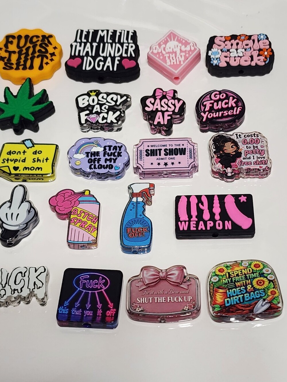 Spicy Beads 20 Pcs Bad Words Focal Beads Beaded Pen Jewelry Crafts F*ck Bit*h‎